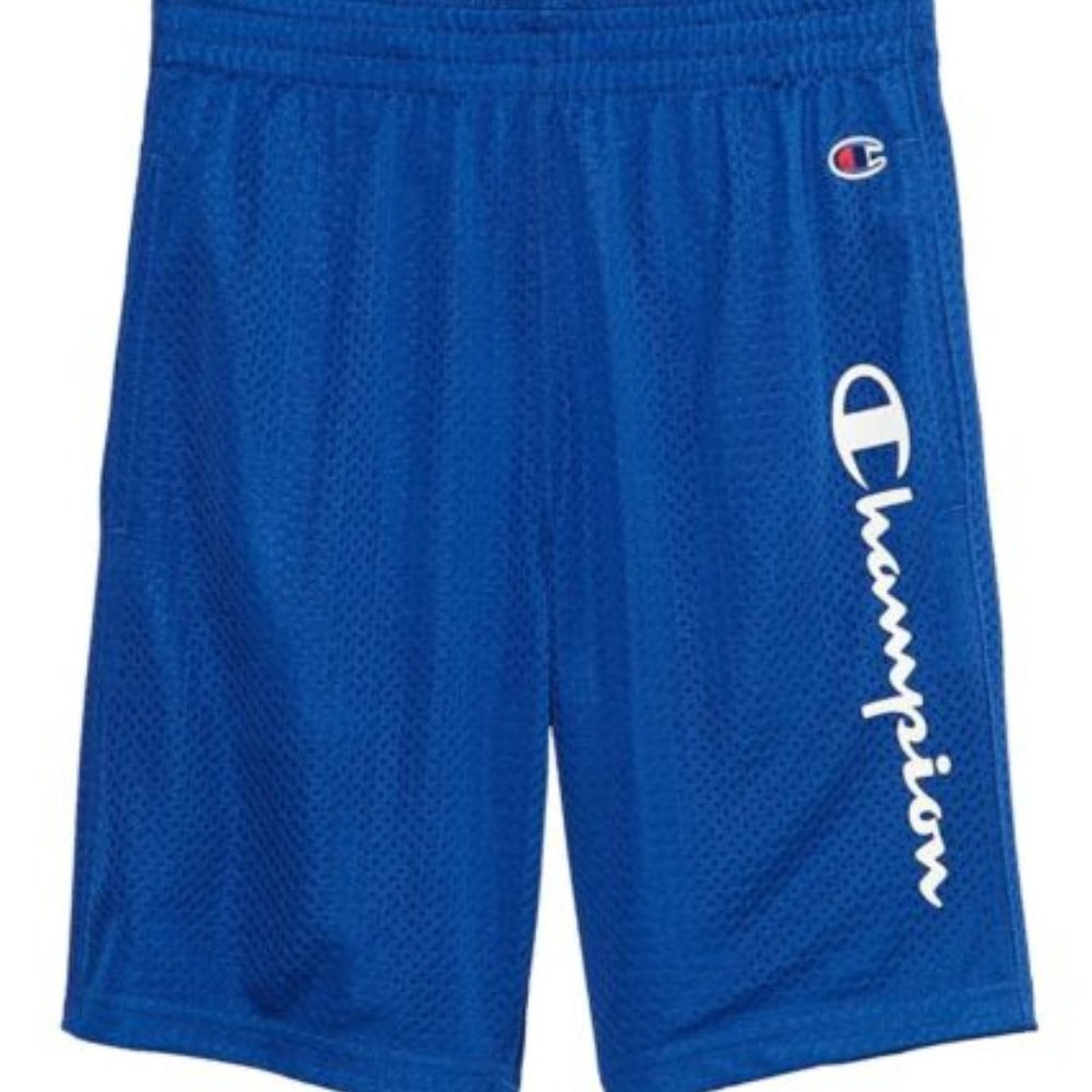 Big Boys Large Champion Mesh Signature Performance Shorts in Surf The Web Blue